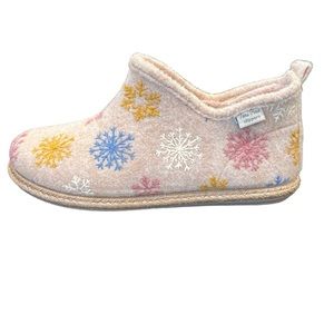 Toni Pons Duna Wool Blend Ecru with Snowflakes Bootie Slippers Size 39/8-8.5